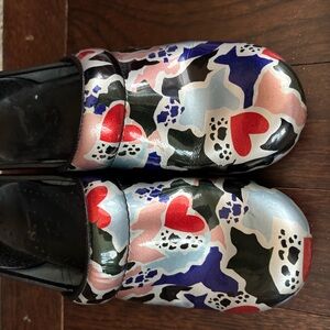 Dansko Multi-Color Heart Print Clogs